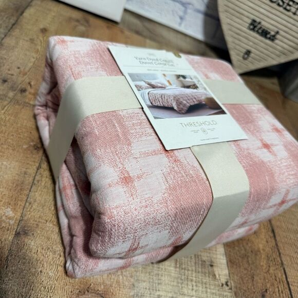 Threshold Yarn Dyed Cotton Duvet Cover Set King Pink New in packaged - Picture 7 of 7